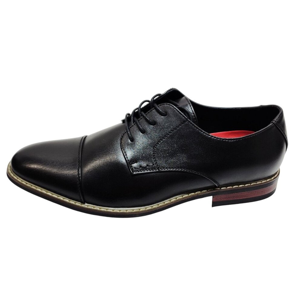 Mens Black Leather Cap Toe Oxford Dress Shoes Lace Up Formal Business Size 11
